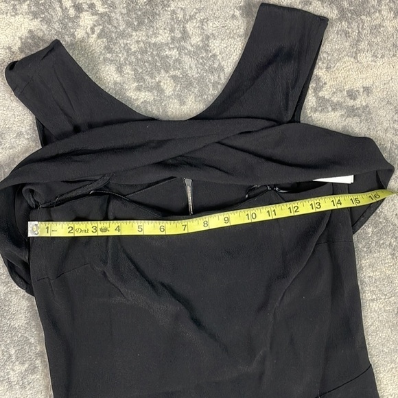 NWT Sandro Raviv Wrap Effect Crepe Dress LBD Sleeveless Cross Front Black Sz M - Picture 11 of 16